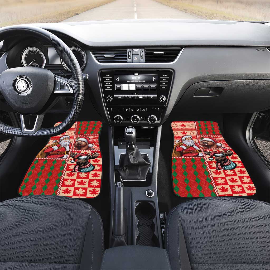 Canadian Christmas Car Mats Santa Hoho Holiday - A Beaver and Moose - Wonder Print Shop