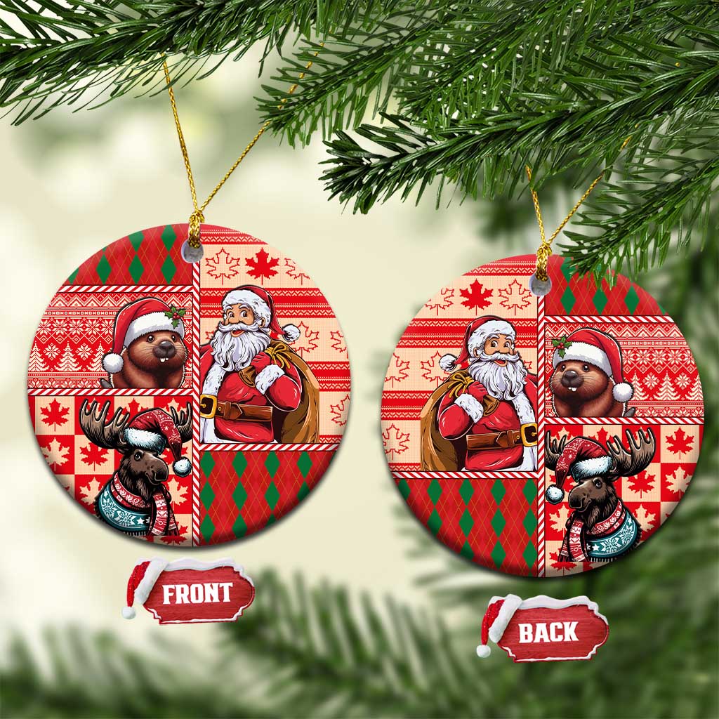 Canadian Christmas Ceramic Ornament Santa Hoho Holiday - A Beaver and Moose - Wonder Print Shop