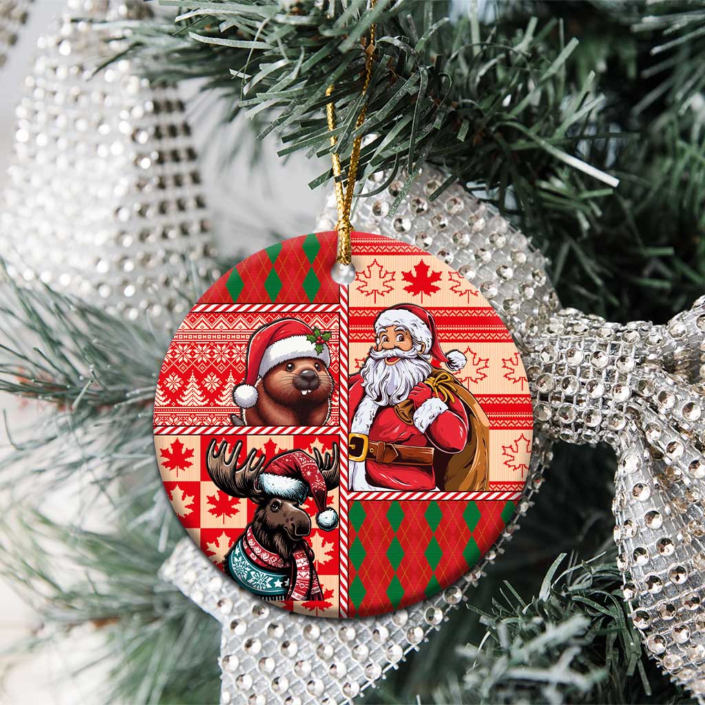 Canadian Christmas Ceramic Ornament Santa Hoho Holiday - A Beaver and Moose - Wonder Print Shop