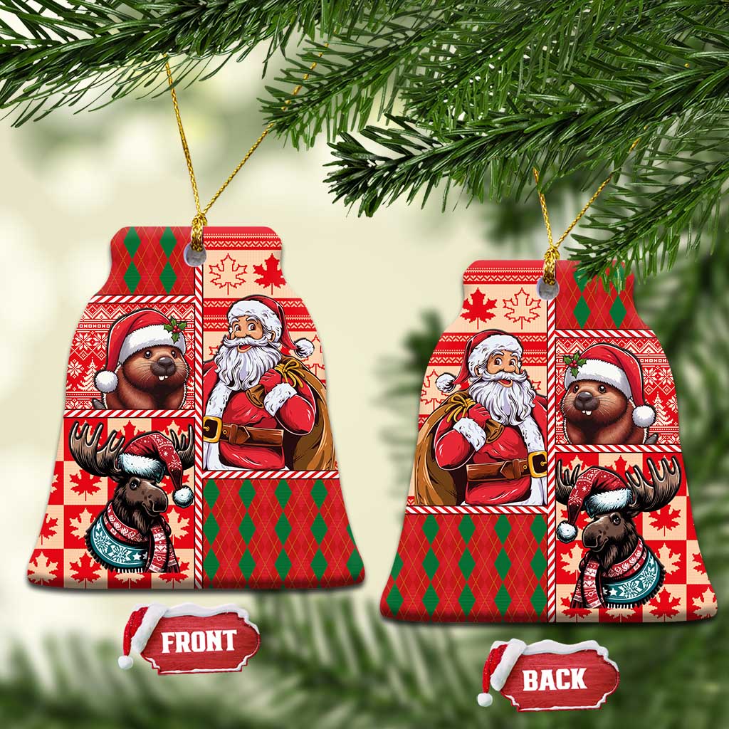 Canadian Christmas Ceramic Ornament Santa Hoho Holiday - A Beaver and Moose - Wonder Print Shop