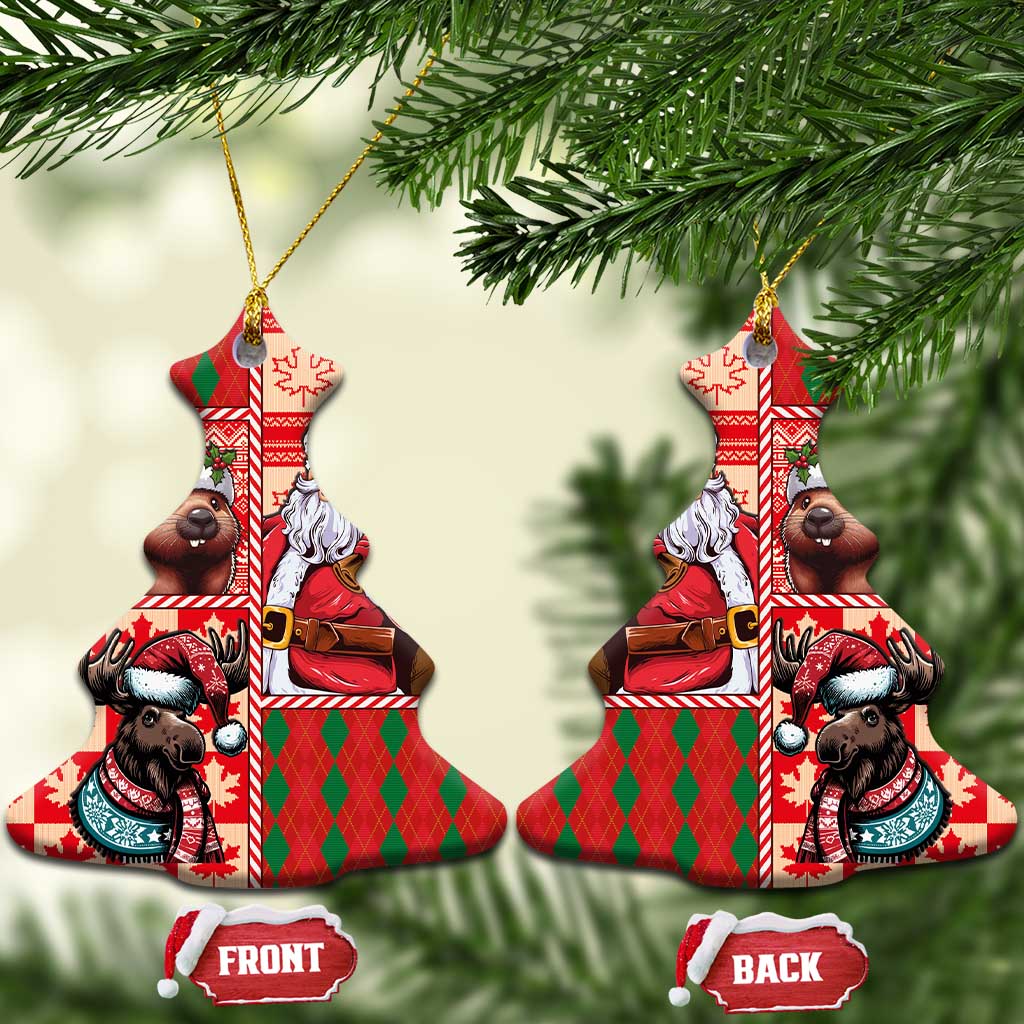 Canadian Christmas Ceramic Ornament Santa Hoho Holiday - A Beaver and Moose - Wonder Print Shop