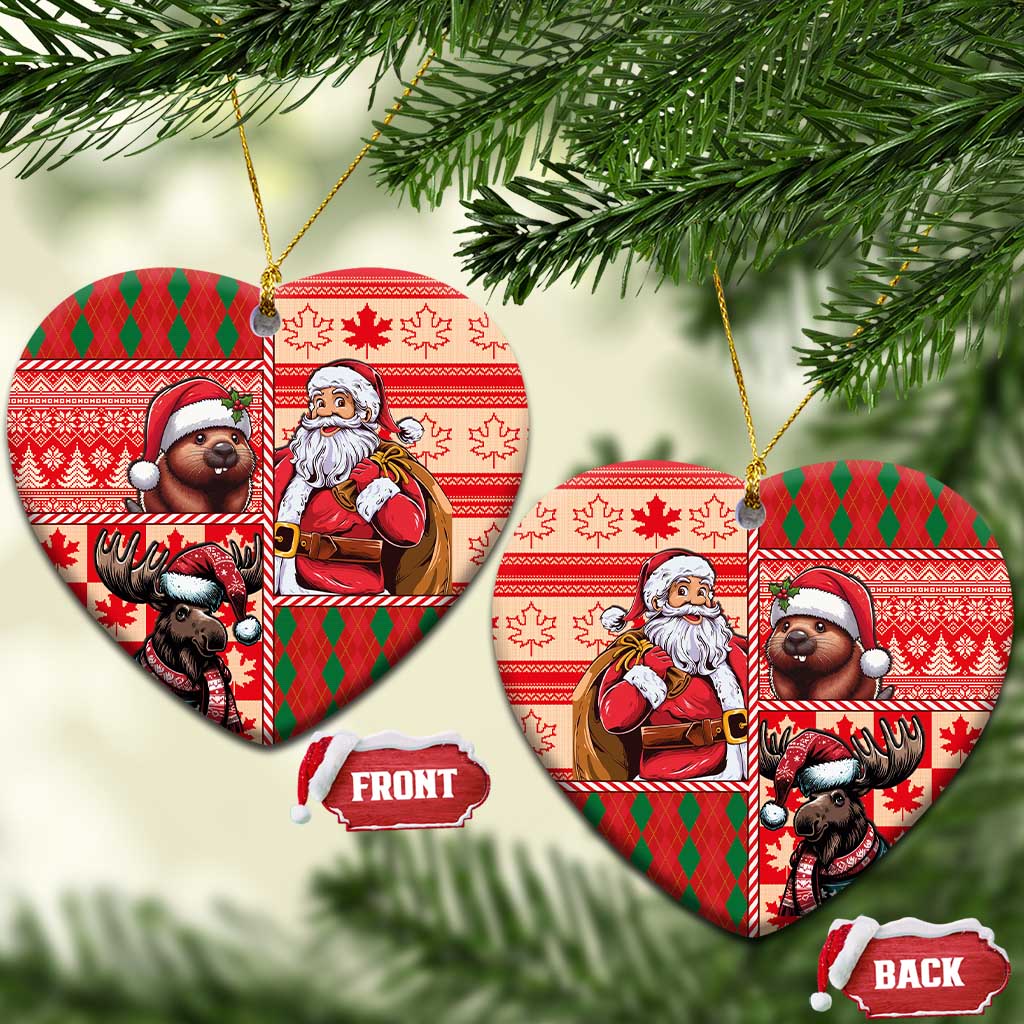 Canadian Christmas Ceramic Ornament Santa Hoho Holiday - A Beaver and Moose - Wonder Print Shop