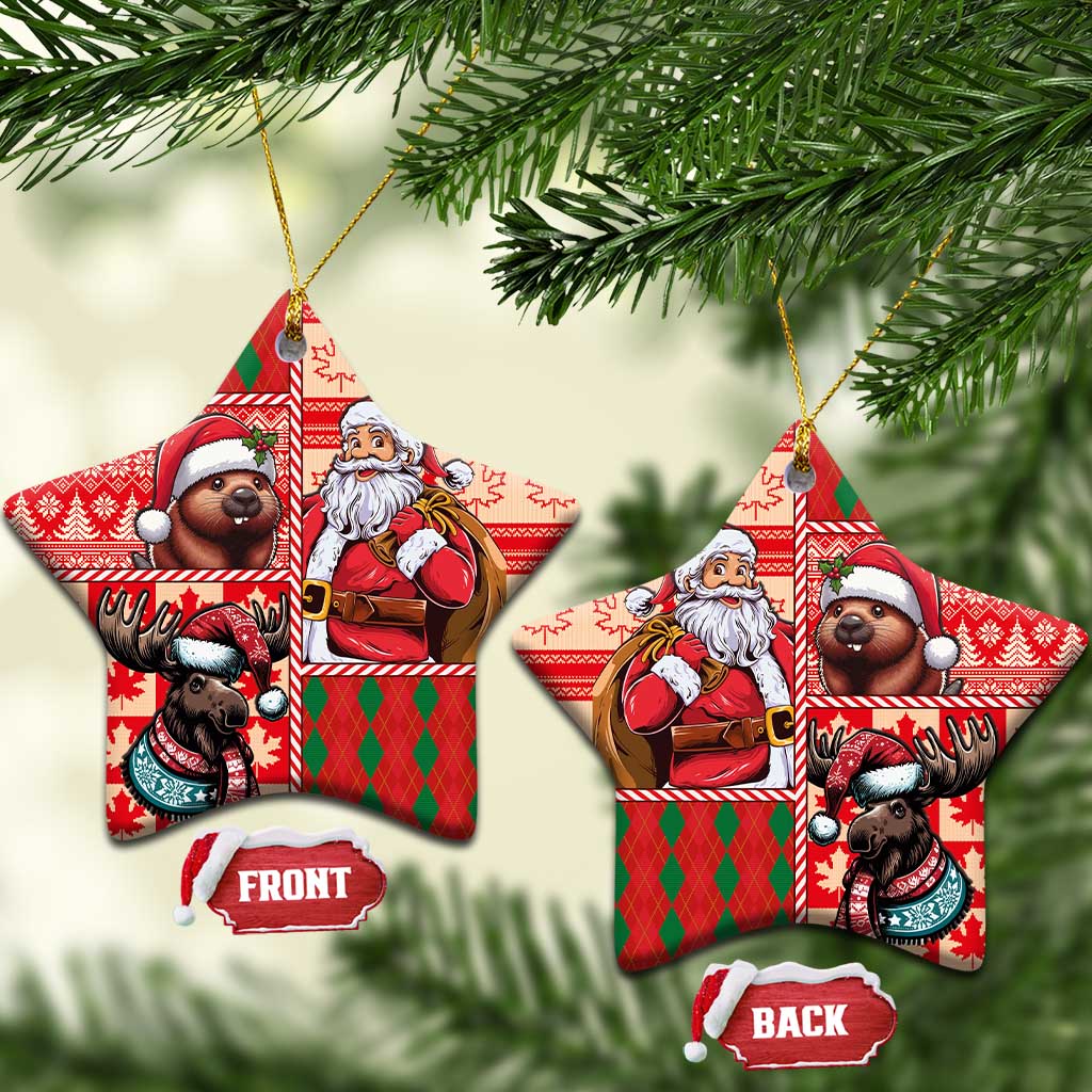Canadian Christmas Ceramic Ornament Santa Hoho Holiday - A Beaver and Moose - Wonder Print Shop