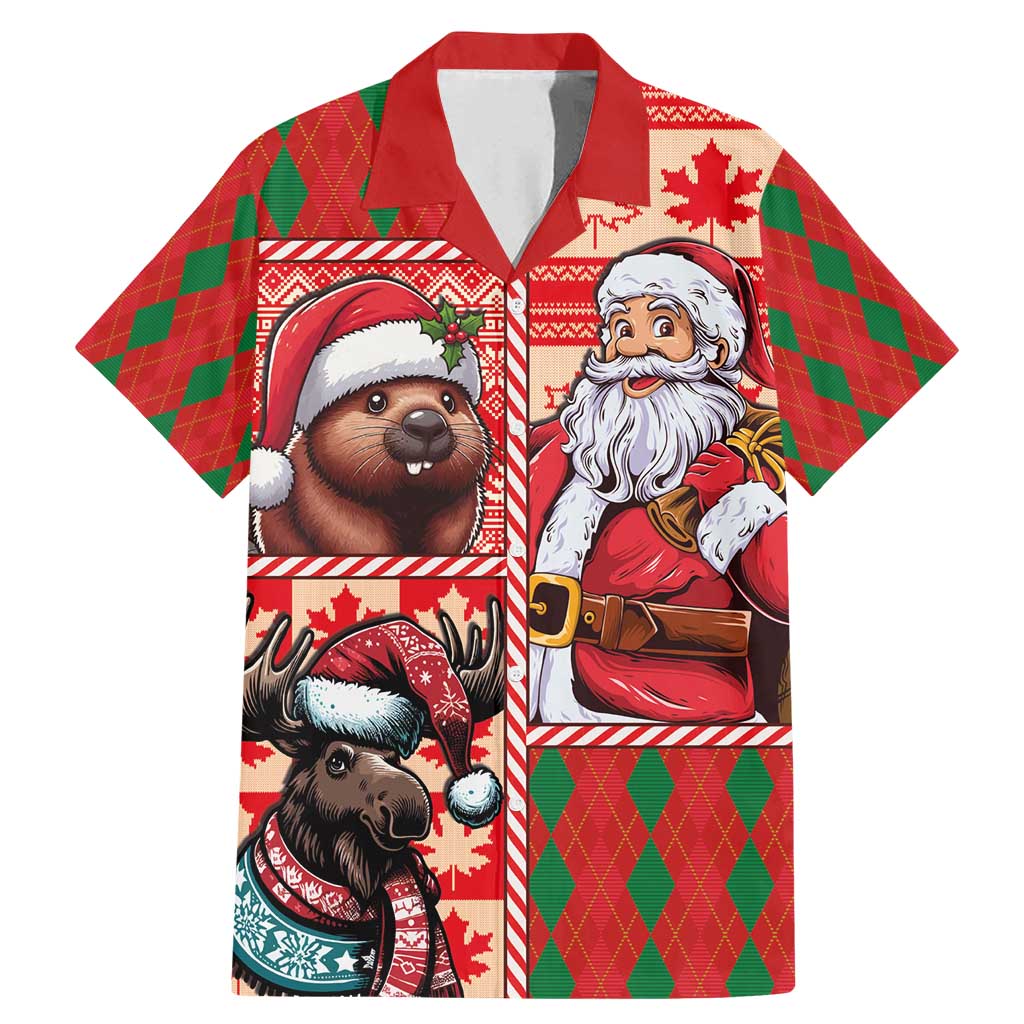 Canadian Christmas Family Matching Mermaid Dress and Hawaiian Shirt Santa Hoho Holiday - A Beaver and Moose - Wonder Print Shop