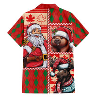 Canadian Christmas Family Matching Off The Shoulder Long Sleeve Dress and Hawaiian Shirt Santa Hoho Holiday - A Beaver and Moose - Wonder Print Shop