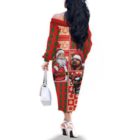 Canadian Christmas Family Matching Off The Shoulder Long Sleeve Dress and Hawaiian Shirt Santa Hoho Holiday - A Beaver and Moose - Wonder Print Shop