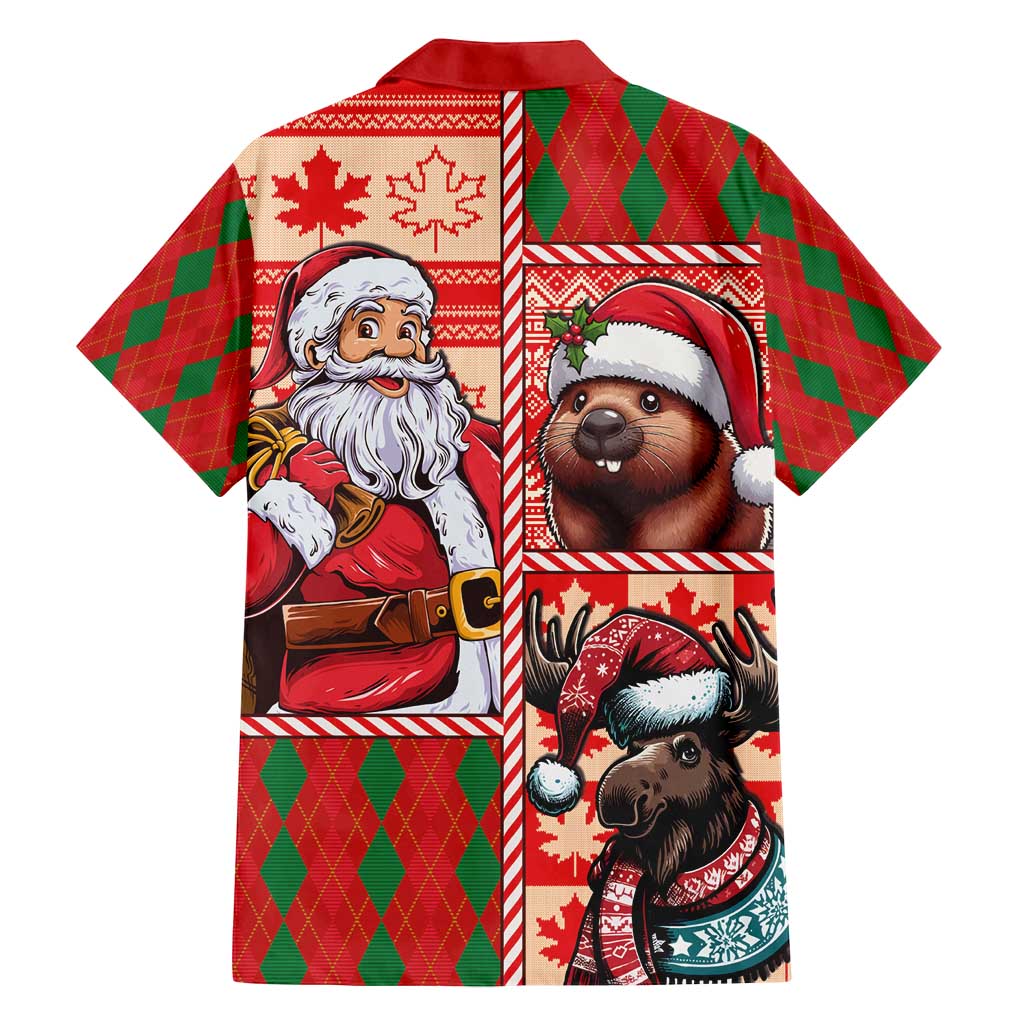Canadian Christmas Family Matching Off Shoulder Short Dress and Hawaiian Shirt Santa Hoho Holiday - A Beaver and Moose - Wonder Print Shop