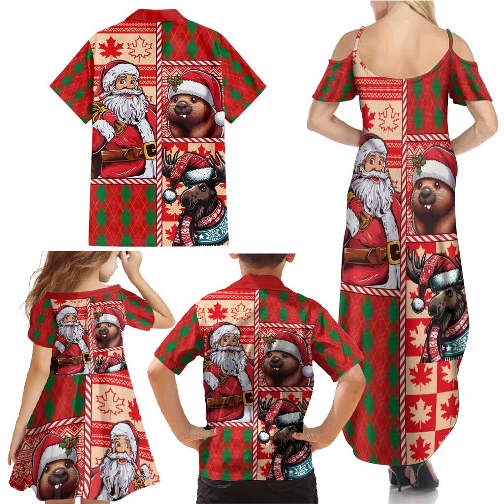Canadian Christmas Family Matching Summer Maxi Dress and Hawaiian Shirt Santa Hoho Holiday - A Beaver and Moose - Wonder Print Shop