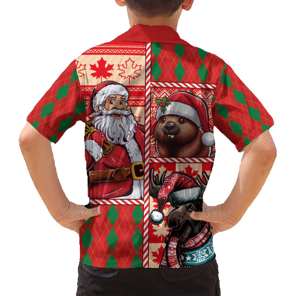 Canadian Christmas Family Matching Tank Maxi Dress and Hawaiian Shirt Santa Hoho Holiday - A Beaver and Moose - Wonder Print Shop