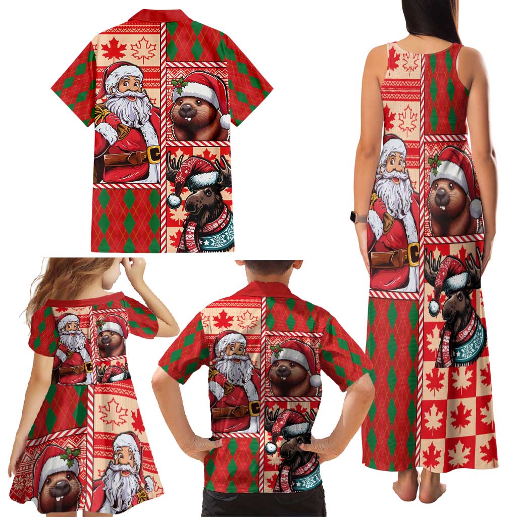 Canadian Christmas Family Matching Tank Maxi Dress and Hawaiian Shirt Santa Hoho Holiday - A Beaver and Moose - Wonder Print Shop