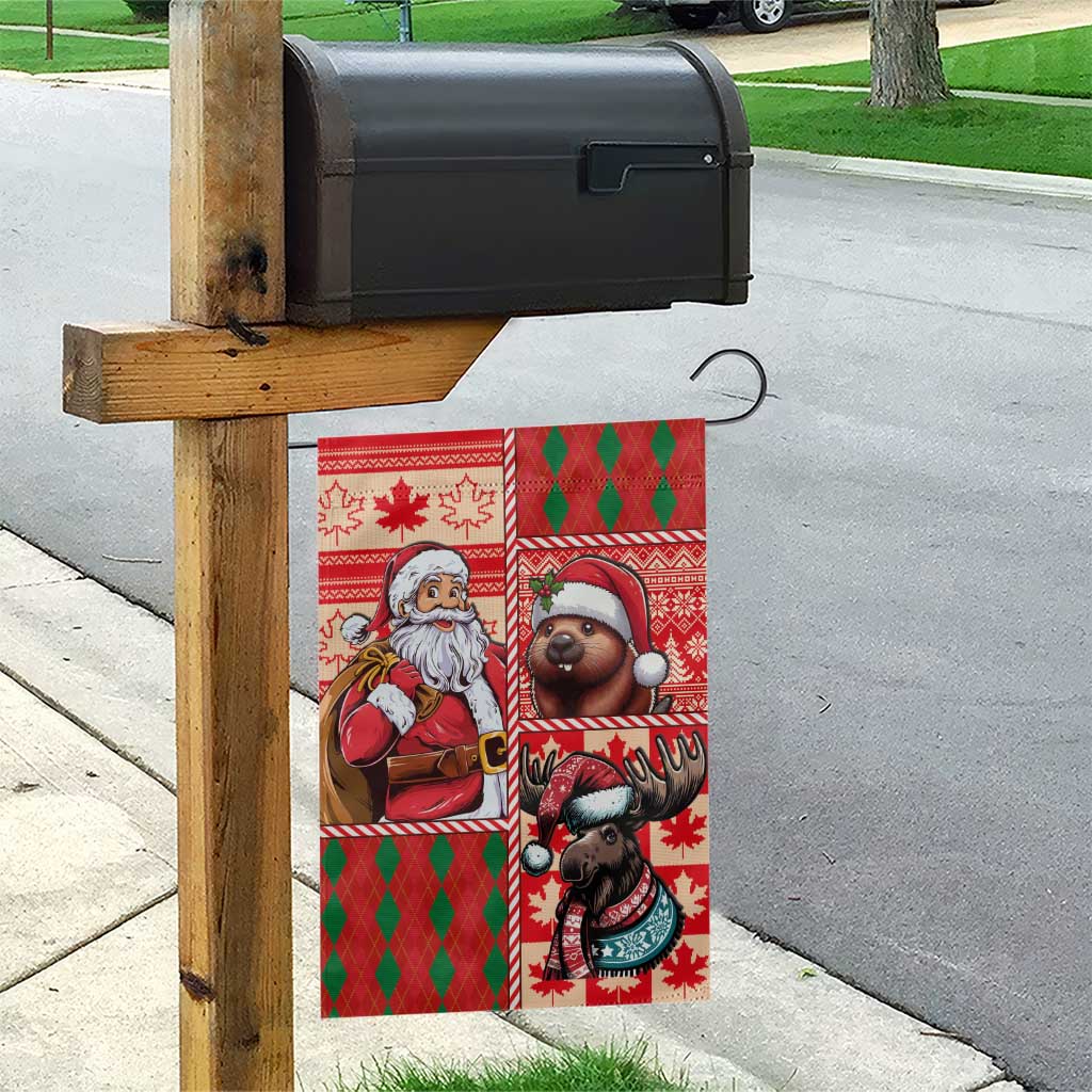 Canadian Christmas Garden Flag Santa Hoho Holiday - A Beaver and Moose - Wonder Print Shop