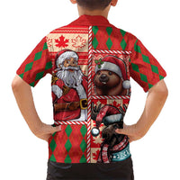 Canadian Christmas Hawaiian Shirt Santa Hoho Holiday - A Beaver and Moose - Wonder Print Shop