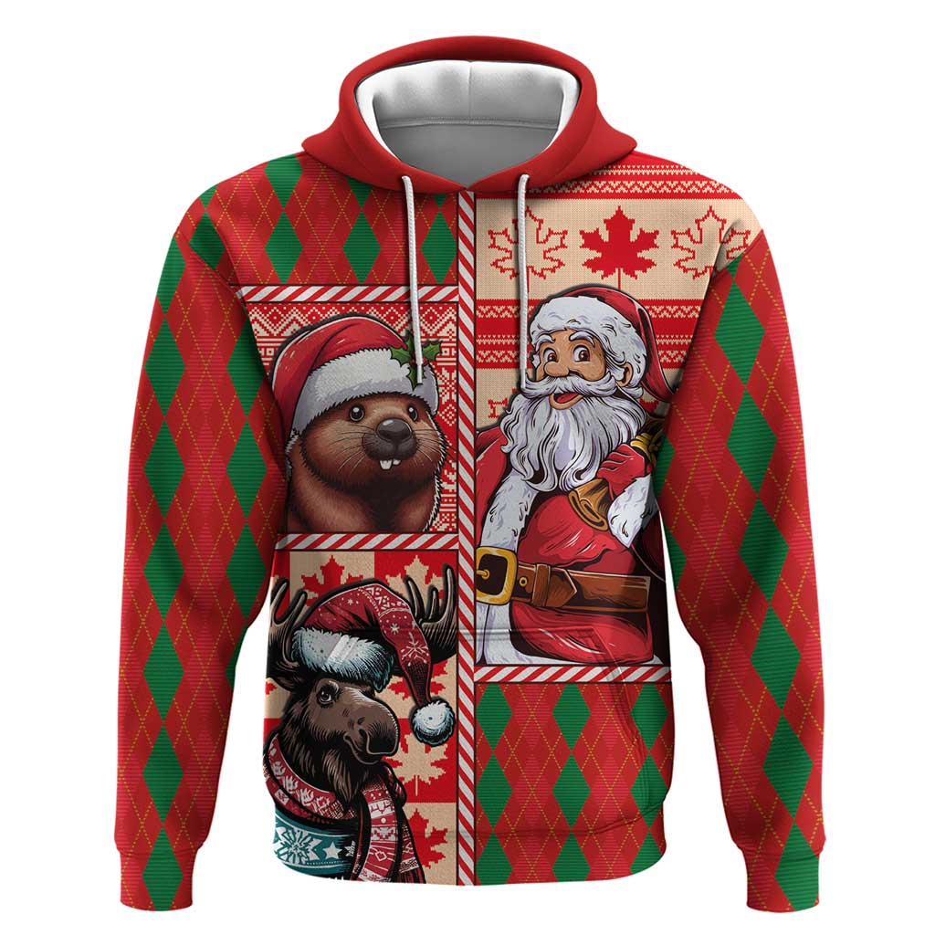 Canadian Christmas Hoodie Santa Hoho Holiday - A Beaver and Moose - Wonder Print Shop