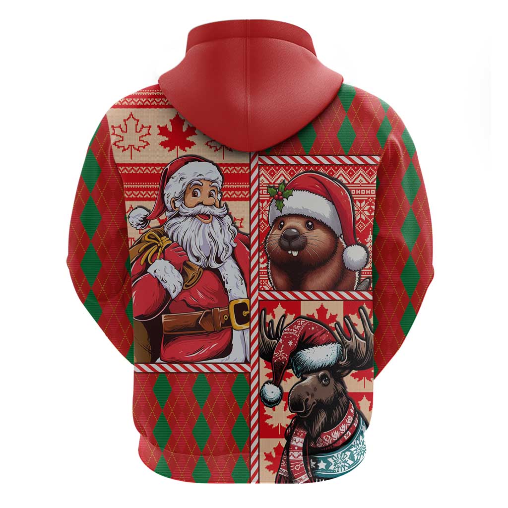 Canadian Christmas Hoodie Santa Hoho Holiday - A Beaver and Moose - Wonder Print Shop