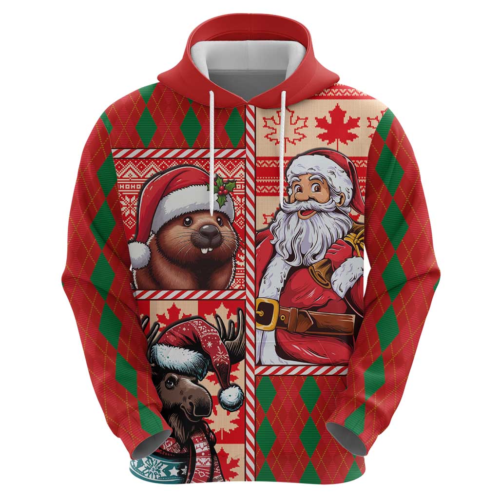Canadian Christmas Hoodie Santa Hoho Holiday - A Beaver and Moose - Wonder Print Shop