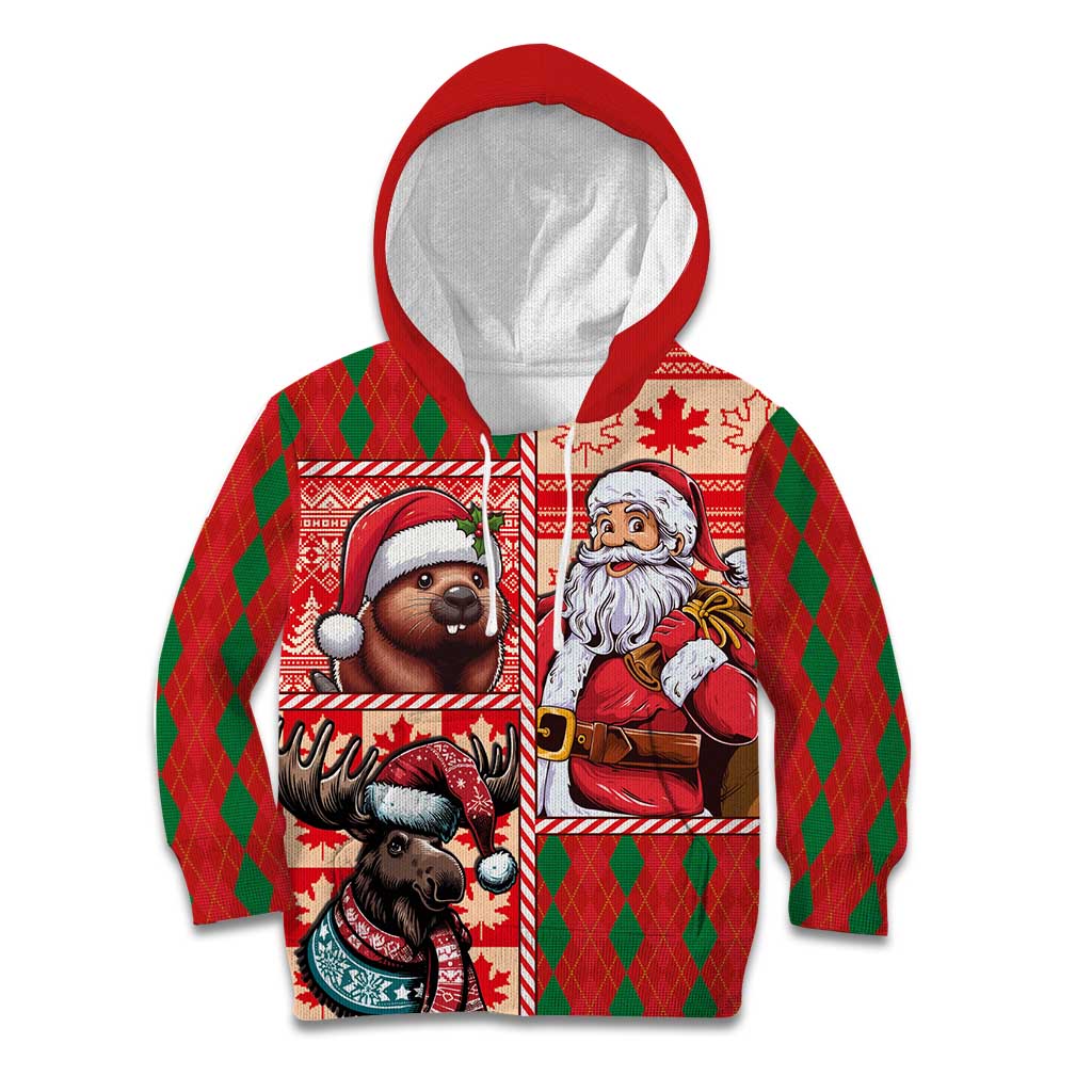 Canadian Christmas Kid Hoodie Santa Hoho Holiday - A Beaver and Moose - Wonder Print Shop