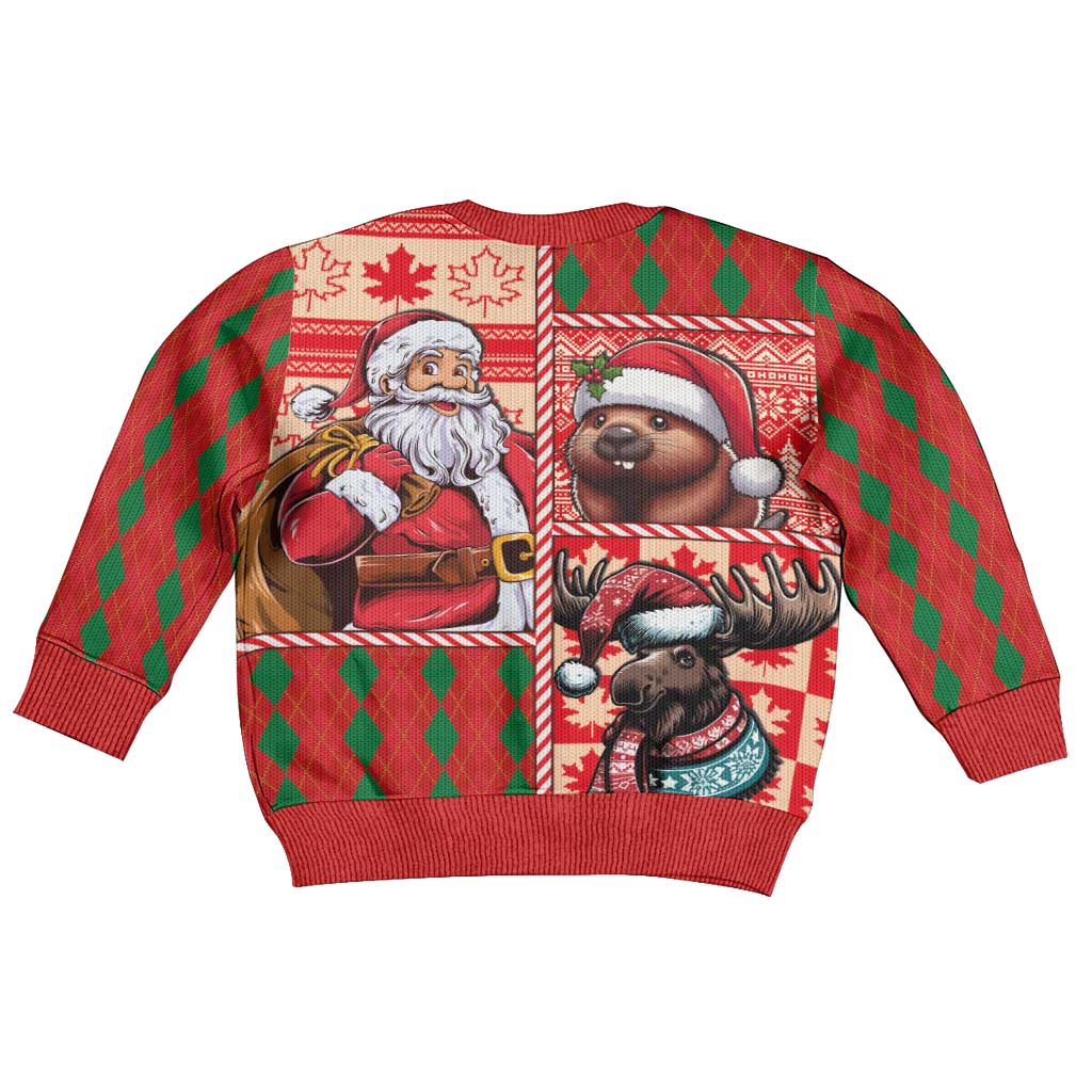 Canadian Christmas Kid Ugly Christmas Sweater Santa Hoho Holiday - A Beaver and Moose - Wonder Print Shop