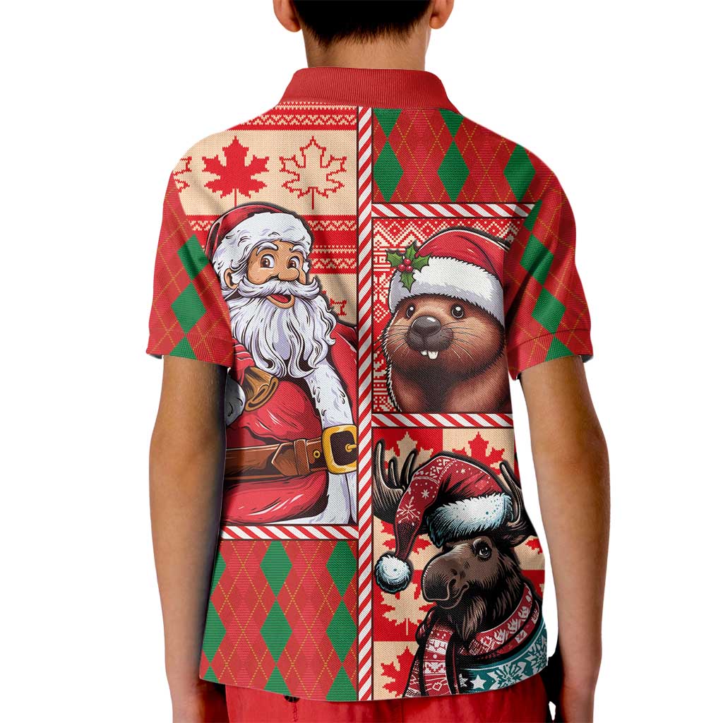 Canadian Christmas Kid Polo Shirt Santa Hoho Holiday - A Beaver and Moose - Wonder Print Shop