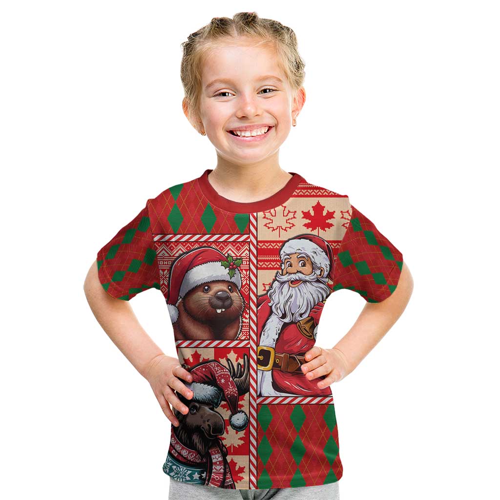Canadian Christmas Kid T Shirt Santa Hoho Holiday - A Beaver and Moose - Wonder Print Shop