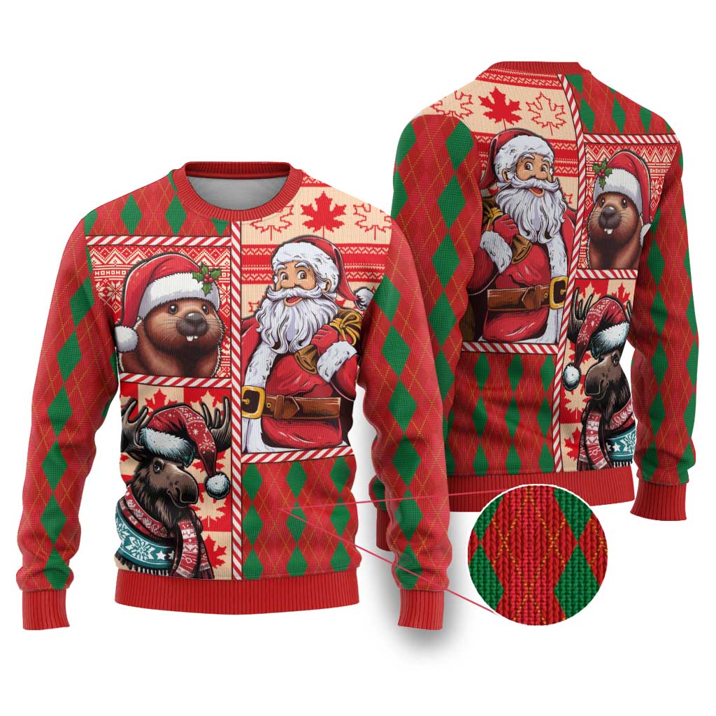 Canadian Christmas Ugly Christmas Sweater Santa Hoho Holiday - A Beaver and Moose - Wonder Print Shop