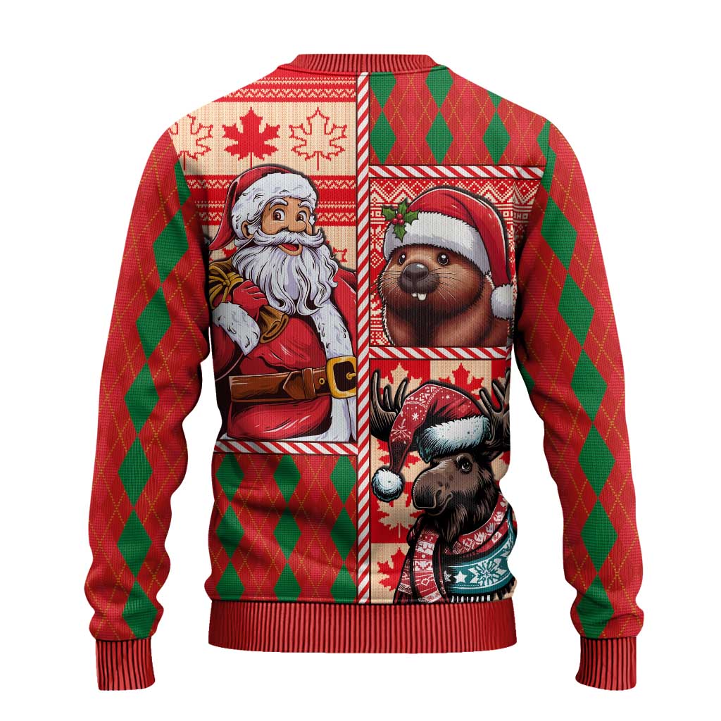 Canadian Christmas Ugly Christmas Sweater Santa Hoho Holiday - A Beaver and Moose - Wonder Print Shop