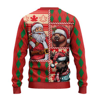 Canadian Christmas Ugly Christmas Sweater Santa Hoho Holiday - A Beaver and Moose - Wonder Print Shop