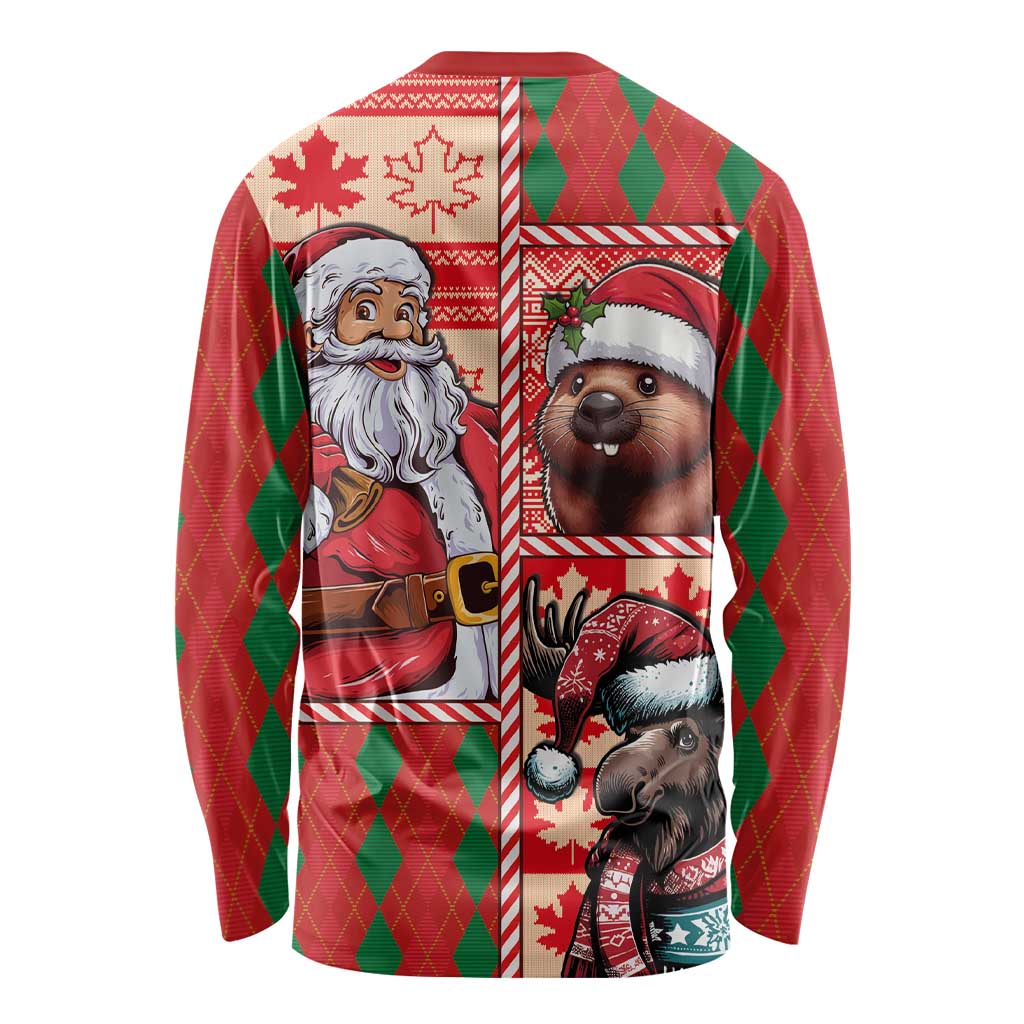 Canadian Christmas Long Sleeve Shirt Santa Hoho Holiday - A Beaver and Moose - Wonder Print Shop