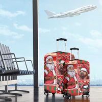 Canadian Christmas Luggage Cover Santa Hoho Holiday - A Beaver and Moose - Wonder Print Shop