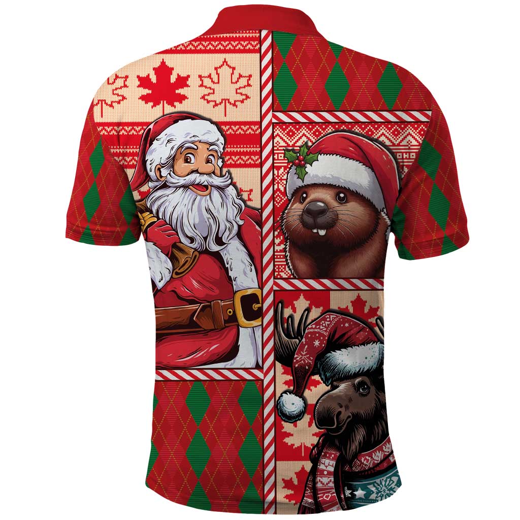 Canadian Christmas Polo Shirt Santa Hoho Holiday - A Beaver and Moose - Wonder Print Shop