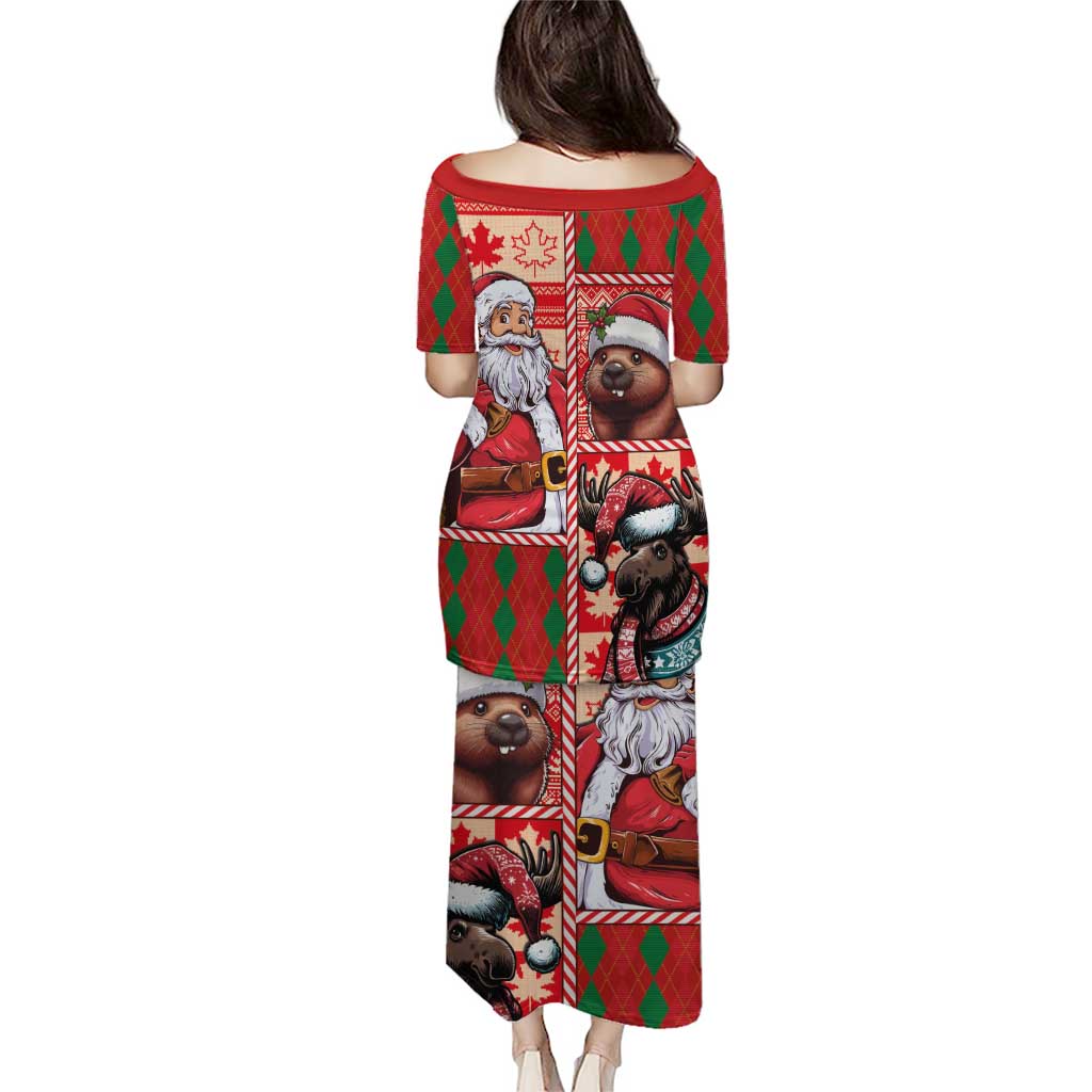 Canadian Christmas Puletasi Santa Hoho Holiday - A Beaver and Moose - Wonder Print Shop