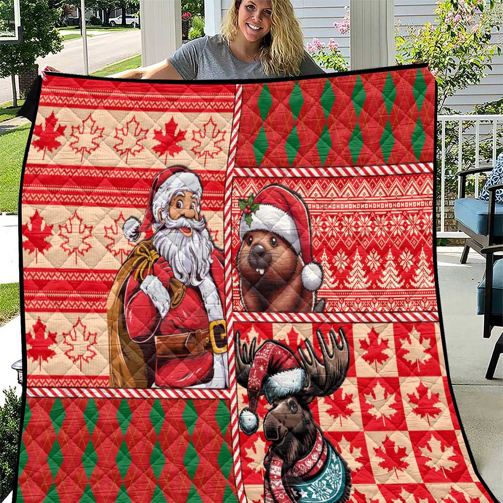 Canadian Christmas Quilt Santa Hoho Holiday - A Beaver and Moose - Wonder Print Shop
