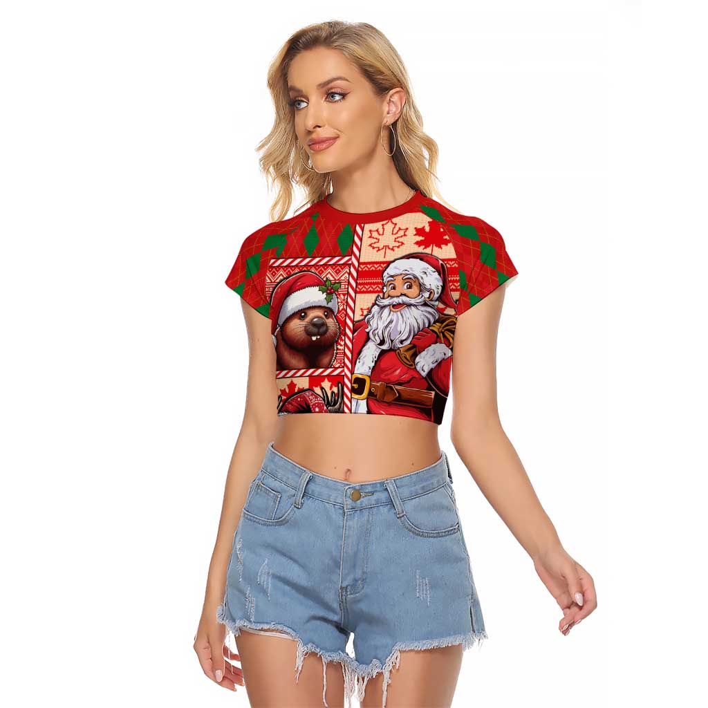 Canadian Christmas Raglan Cropped T Shirt Santa Hoho Holiday - A Beaver and Moose - Wonder Print Shop
