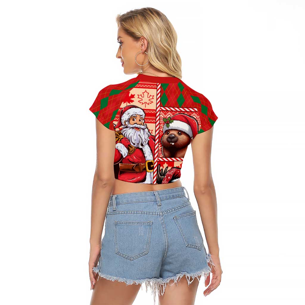 Canadian Christmas Raglan Cropped T Shirt Santa Hoho Holiday - A Beaver and Moose - Wonder Print Shop