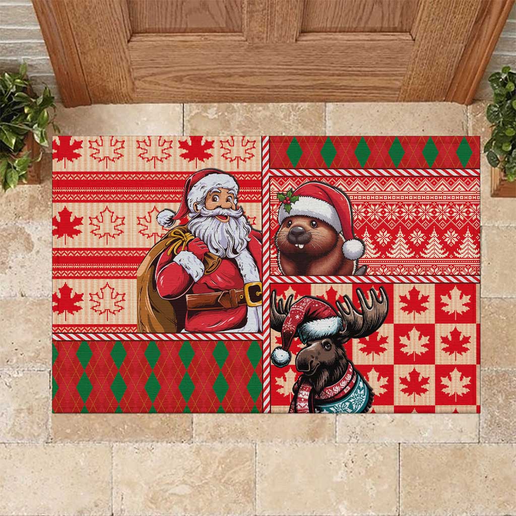 Canadian Christmas Rubber Doormat Santa Hoho Holiday - A Beaver and Moose - Wonder Print Shop