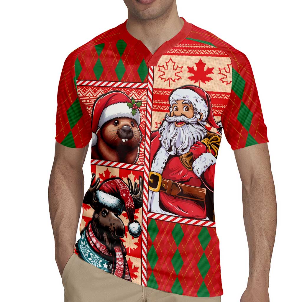 Canadian Christmas Rugby Jersey Santa Hoho Holiday - A Beaver and Moose - Wonder Print Shop