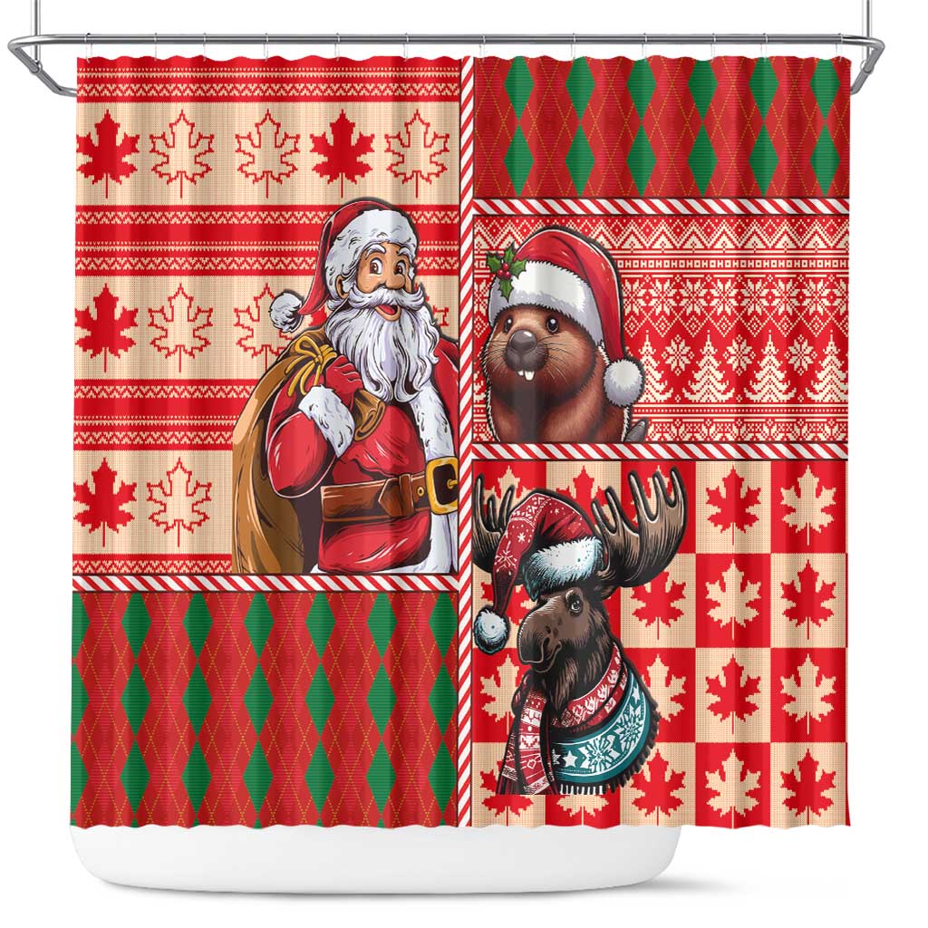 Canadian Christmas Shower Curtain Santa Hoho Holiday - A Beaver and Moose