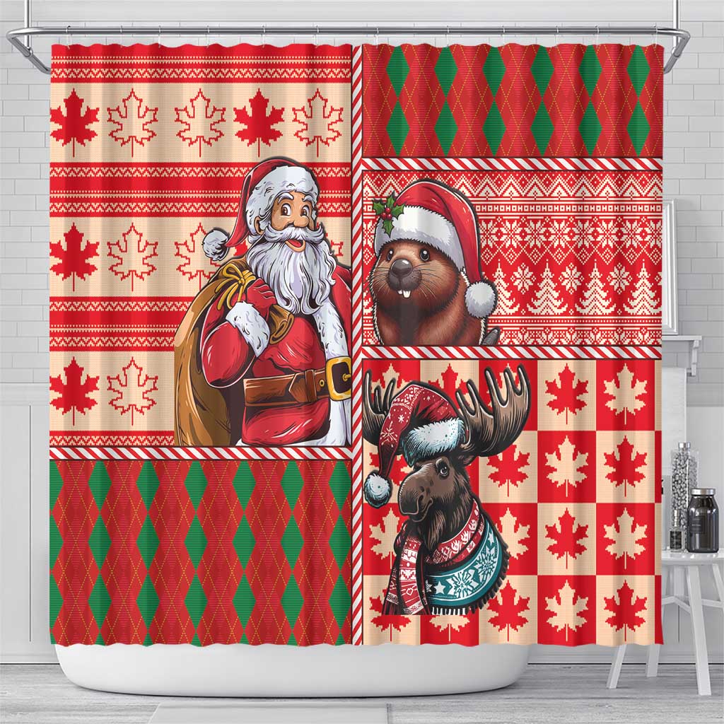 Canadian Christmas Shower Curtain Santa Hoho Holiday - A Beaver and Moose