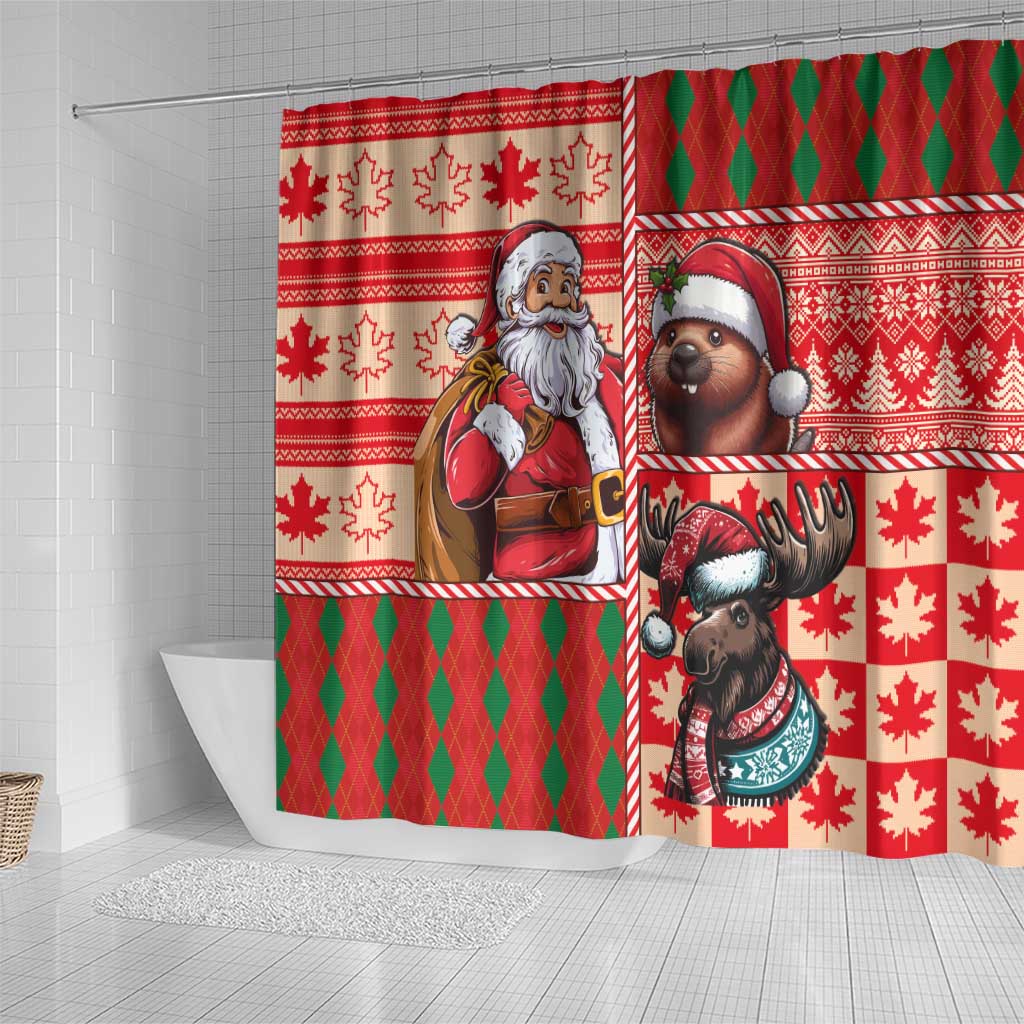 Canadian Christmas Shower Curtain Santa Hoho Holiday - A Beaver and Moose