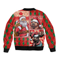 Canadian Christmas Sleeve Zip Bomber Jacket Santa Hoho Holiday - A Beaver and Moose - Wonder Print Shop