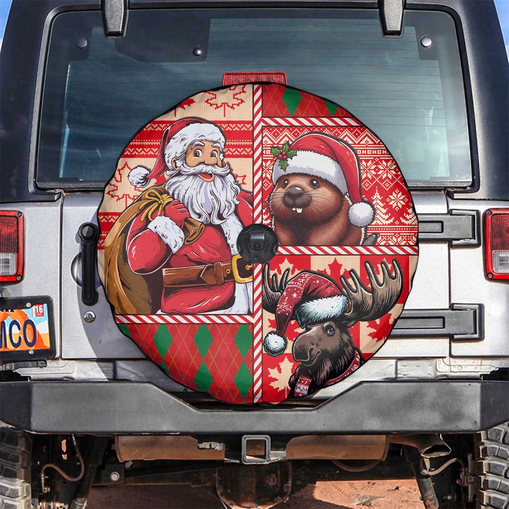 Canadian Christmas Spare Tire Cover Santa Hoho Holiday - A Beaver and Moose - Wonder Print Shop