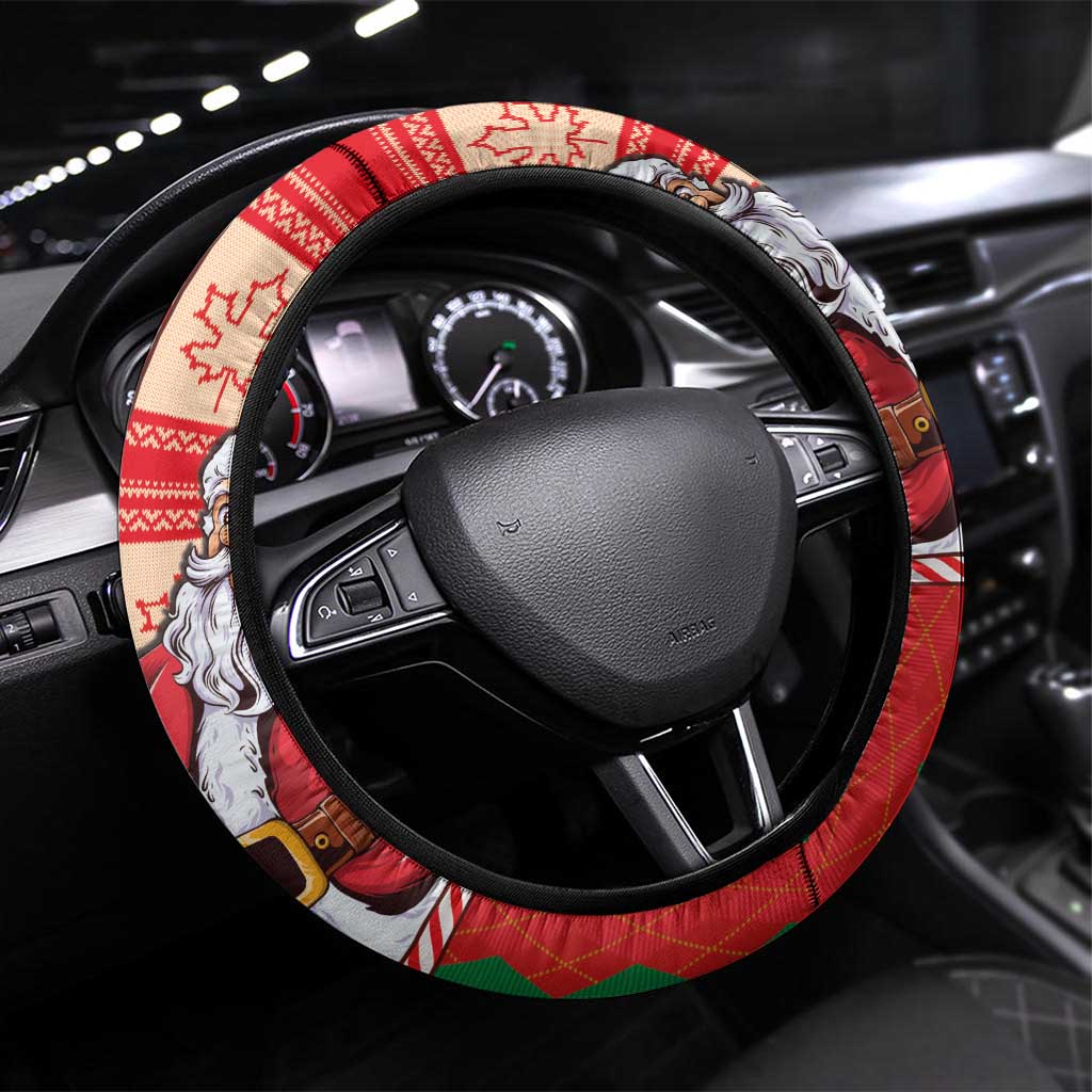 Canadian Christmas Steering Wheel Cover Santa Hoho Holiday - A Beaver and Moose - Wonder Print Shop