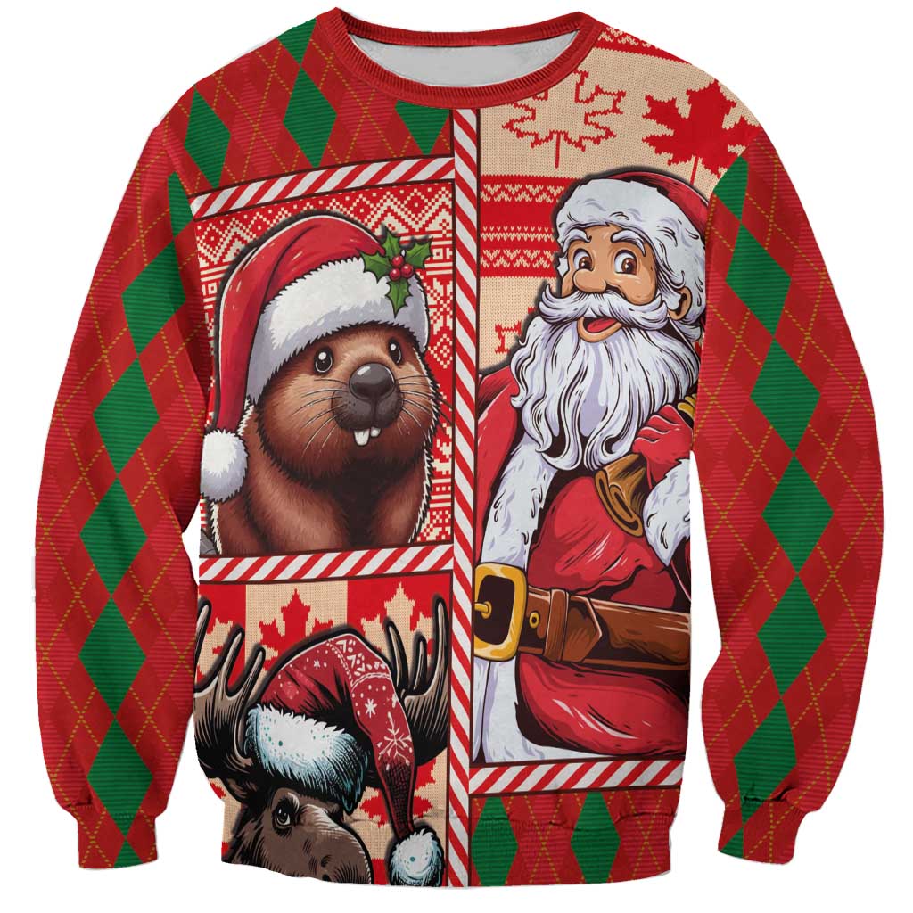 Canadian Christmas Sweatshirt Santa Hoho Holiday - A Beaver and Moose - Wonder Print Shop