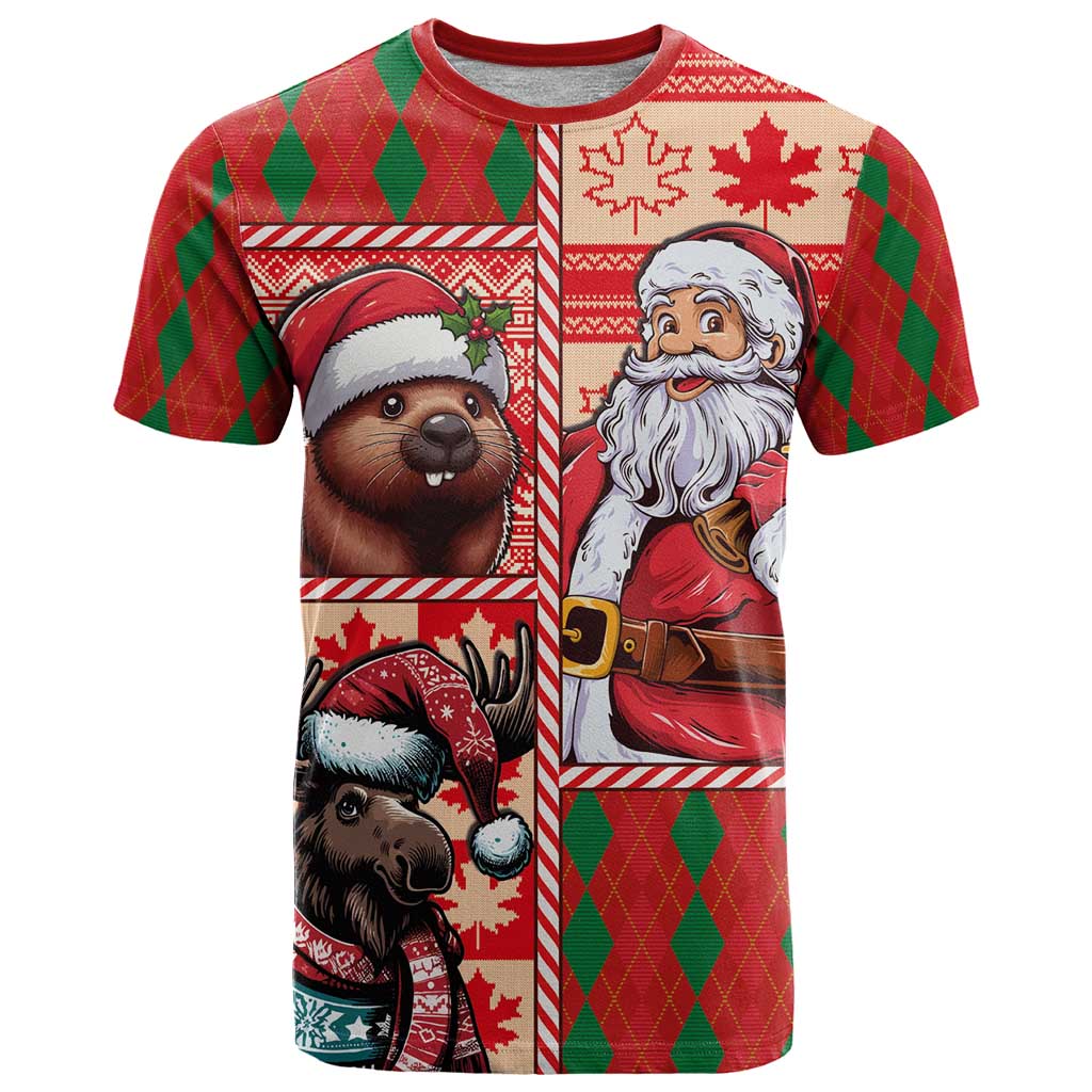 Canadian Christmas T Shirt Santa Hoho Holiday - A Beaver and Moose - Wonder Print Shop
