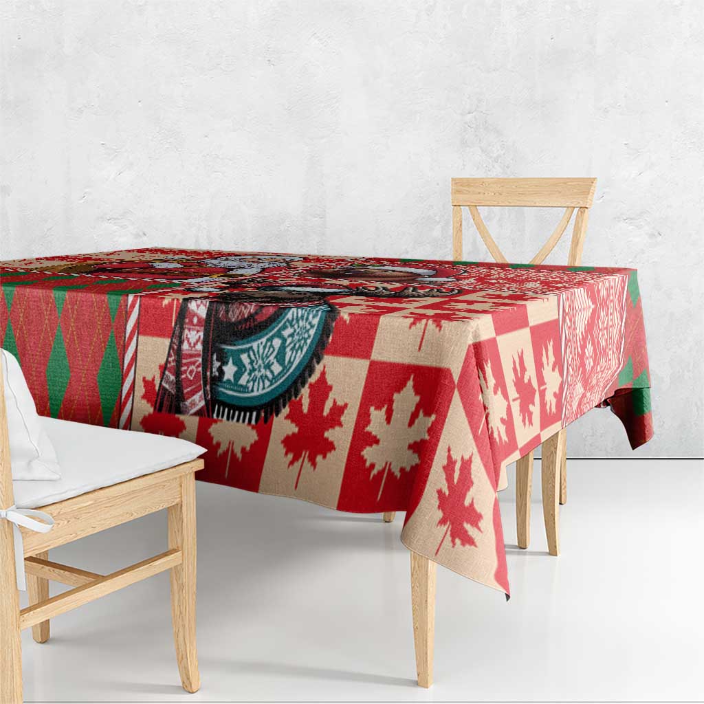 Canadian Christmas Tablecloth Santa Hoho Holiday - A Beaver and Moose - Wonder Print Shop