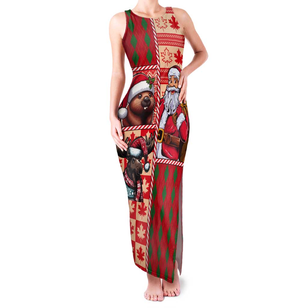Canadian Christmas Tank Maxi Dress Santa Hoho Holiday - A Beaver and Moose - Wonder Print Shop