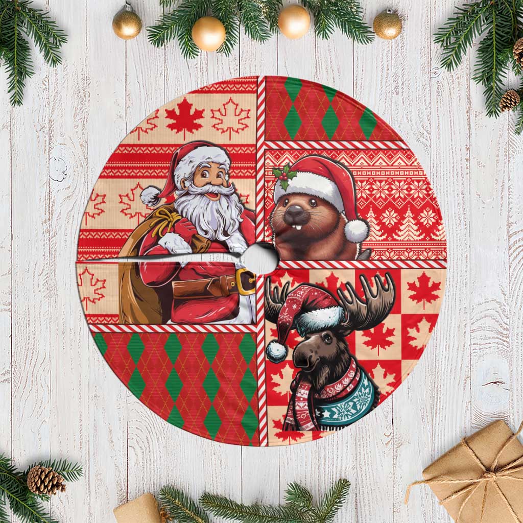 Canadian Christmas Tree Skirt Santa Hoho Holiday - A Beaver and Moose - Wonder Print Shop