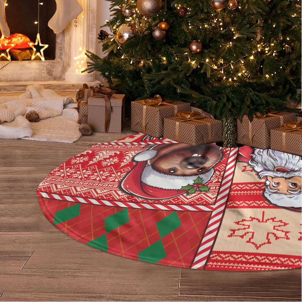 Canadian Christmas Tree Skirt Santa Hoho Holiday - A Beaver and Moose - Wonder Print Shop