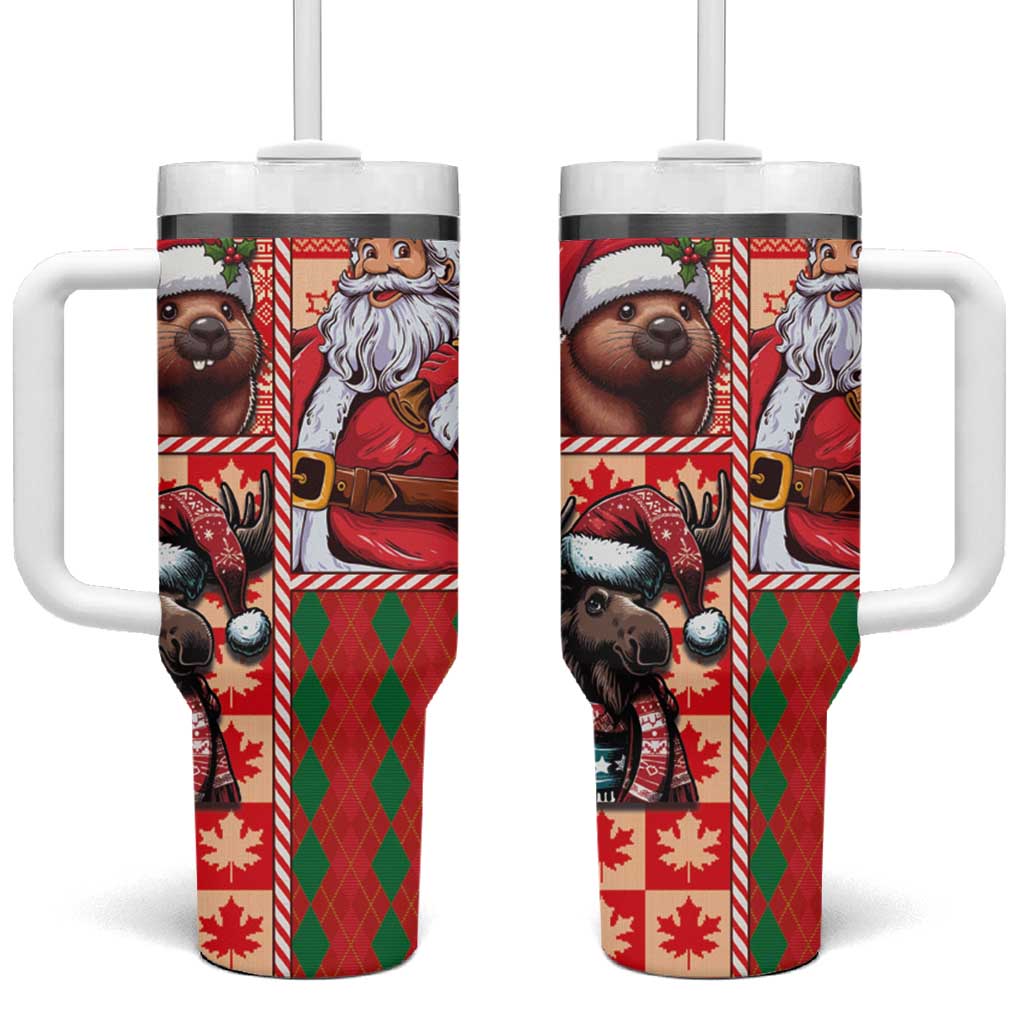 Canadian Christmas Tumbler With Handle Santa Hoho Holiday - A Beaver and Moose - Wonder Print Shop