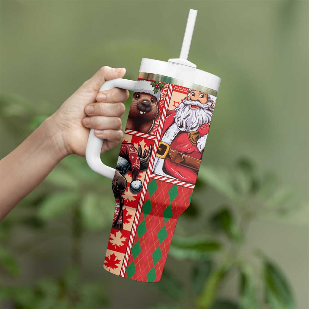 Canadian Christmas Tumbler With Handle Santa Hoho Holiday - A Beaver and Moose - Wonder Print Shop