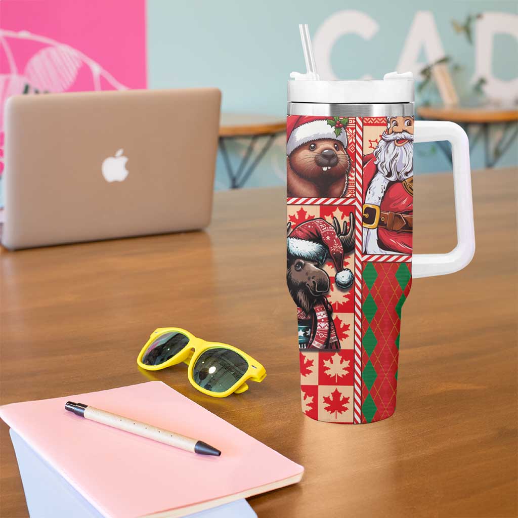 Canadian Christmas Tumbler With Handle Santa Hoho Holiday - A Beaver and Moose - Wonder Print Shop